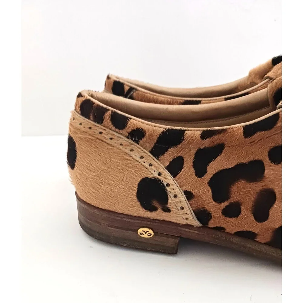 Walter Genuin Leopard Print Calf Hair Kiltie Brogue Golf Shoes Handmade Italy 7B